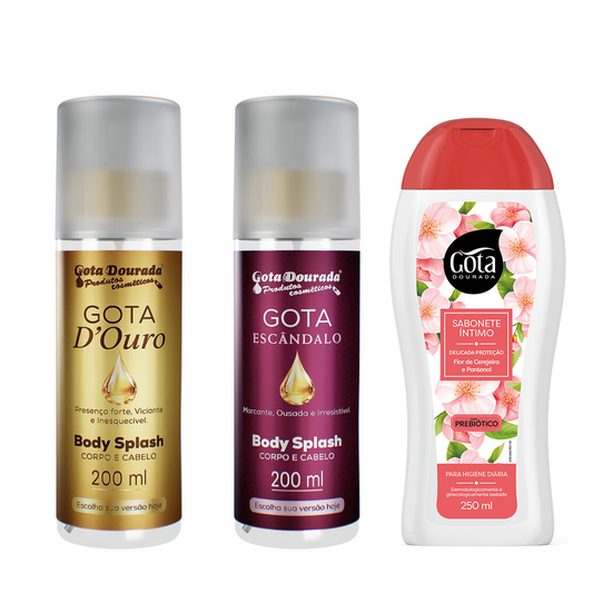 Kit Body Gota D´ouro + Gota Escândalo + Sabonete Íntimo (Brinde)