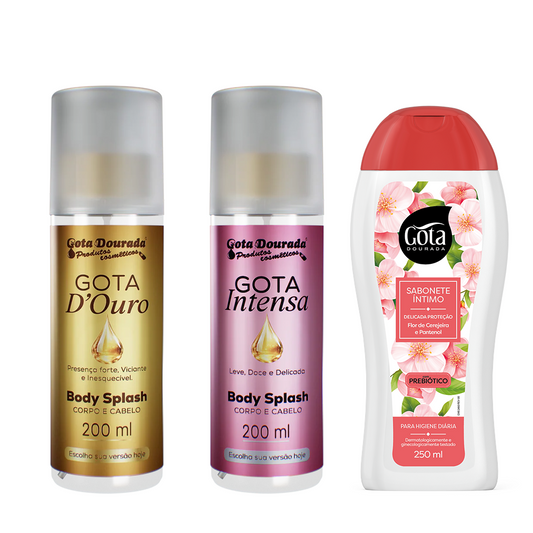 Kit Body Gota Intensa + D´ouro + Sabonete Íntimo (Brinde)