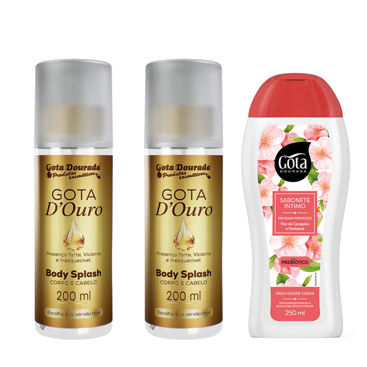 Kit 2 Body Gota D´ouro + Sabonete Íntimo (Brinde)