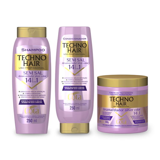 Kit Techno Hair Desamarelador Shampoo + Condicionador 250ml + Máscara Capilar 500g