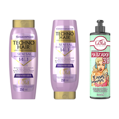 Kit Techno Hair 14x1 Desamarelador e Matizador Pérola 300 ml Gota Dourada