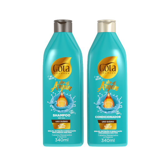Kit Uso Diário Óleo de Argan Gota Dourada Shampoo + Condicionador 340ml