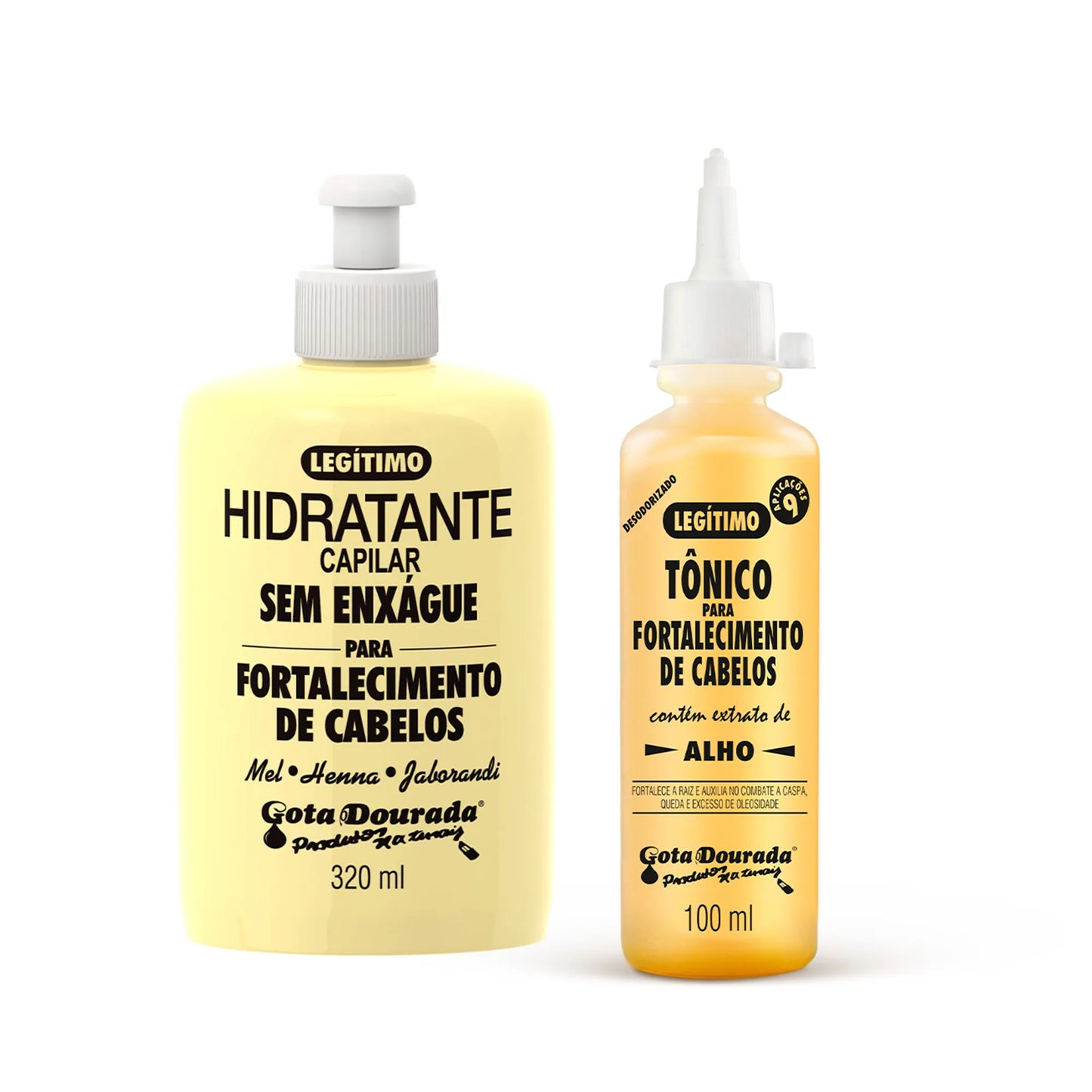 Kit Tônico + Creme Sem Enxague Fortalecimento Tradicional Gota Dourada