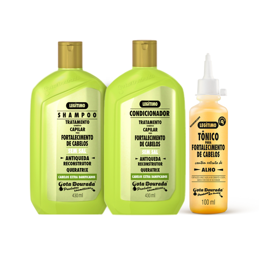 Kit Shampoo e Condicionador Antiqueda Gota Dourada com Tônico Fortalecedor
