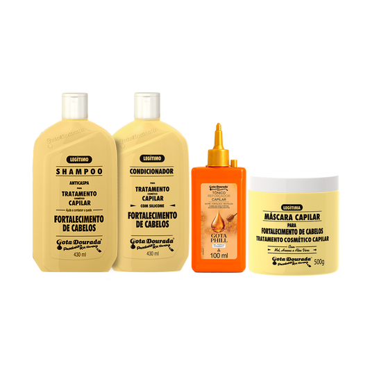 Kit Fortalecimento Capilar Gota Dourada – Shampoo + Condicionador e Tonico Gota Phill