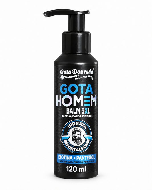 Balm 3 em 1 Gota Dourada para Barba, Bigode e Cabelo 120ml