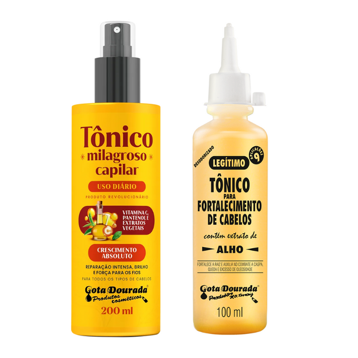 Kit Tônico Capilar Gota Dourada Tradicional + Tônico Milagroso