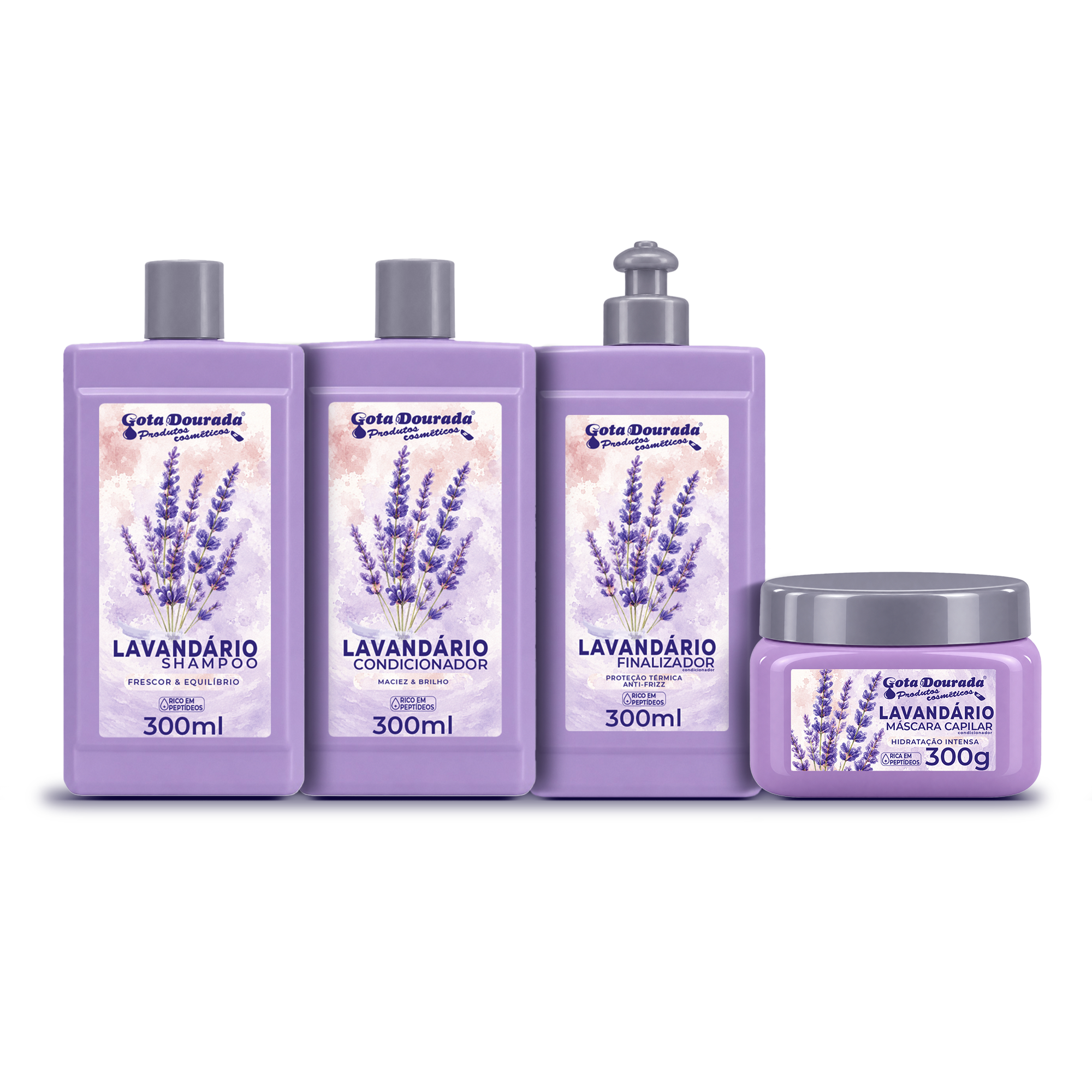 Kit Linha Lavandário Gota Dourada Completa – 4 Produtos