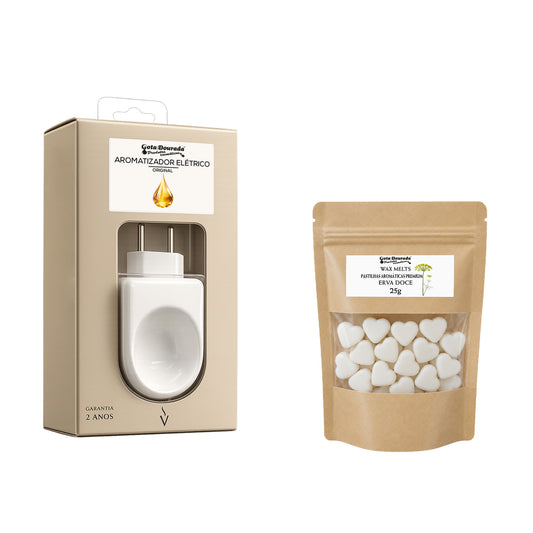 Kit Aromatizador Porcelana + Wax Melt Erva-Doce