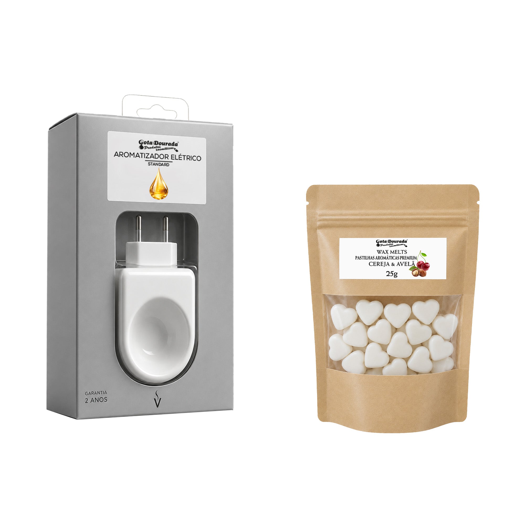 Kit Aromatizador Elétrico Standard + Pastilhas Aromáticas - Wax Melt Cereja e Avelã