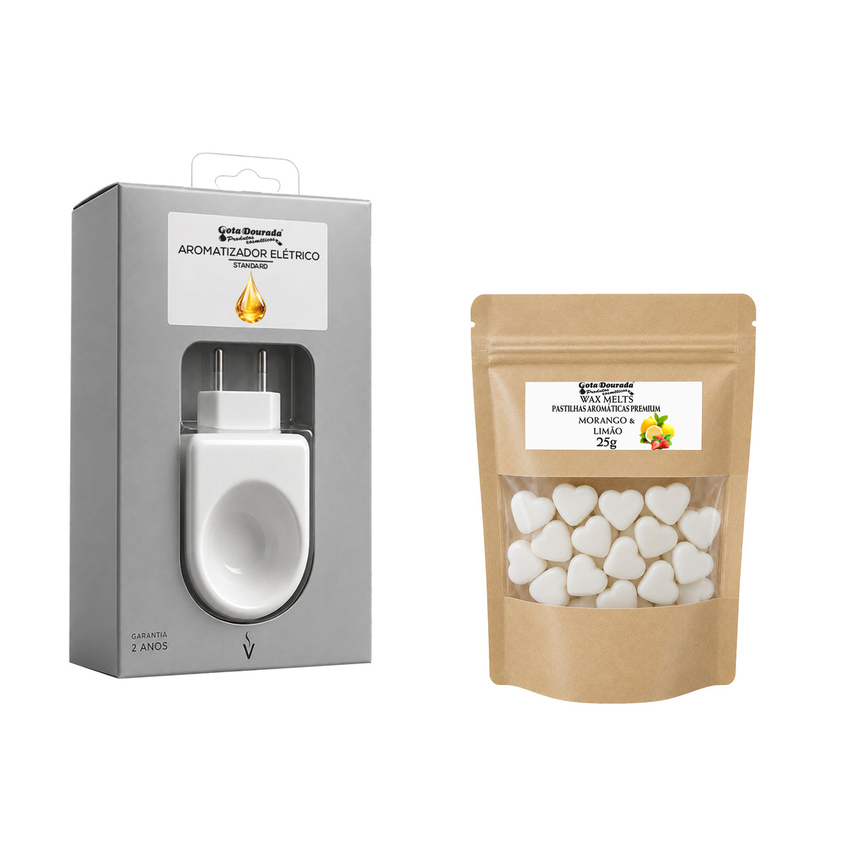Kit Aromatizador Elétrico Standard + Pastilhas Aromáticas - Wax Melt Morango e Limão