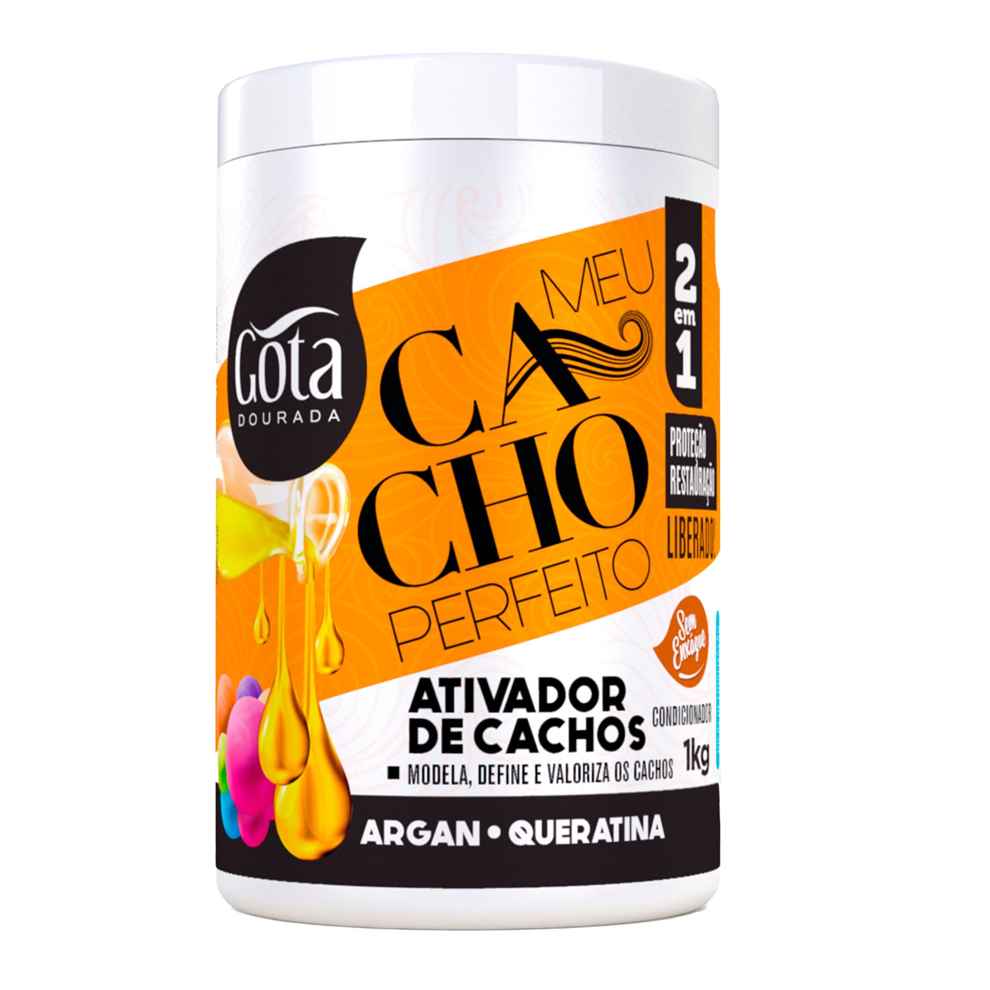 Ativador de Cachos Oléo de Argan e Queratina Gota Dourada 1kg