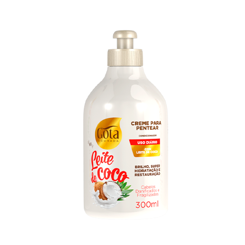 Creme de Pentear Sem Enxague Uso Diário Leite de Coco 300 ml