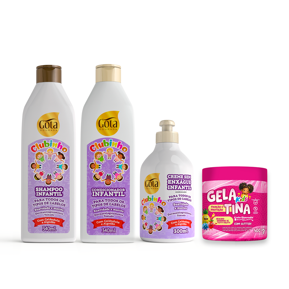 Kit Infantil Clubinho Para Todos os Tipos de Cabelos + Gelatina