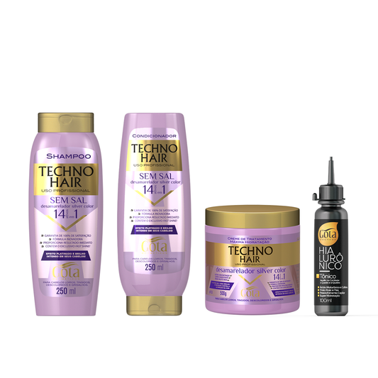 Kit Desamarelador Tehcno Hair + Tônico Hialurônico Gota Dourada