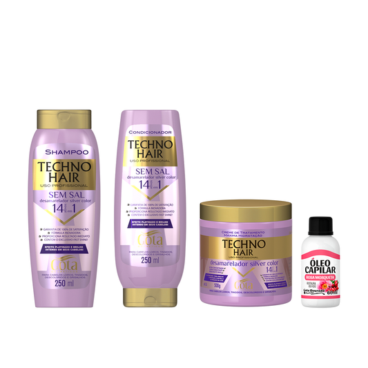 Kit Desamarelador Techno Hair + Óleo de Rosa Mosqueta Gota Dourada