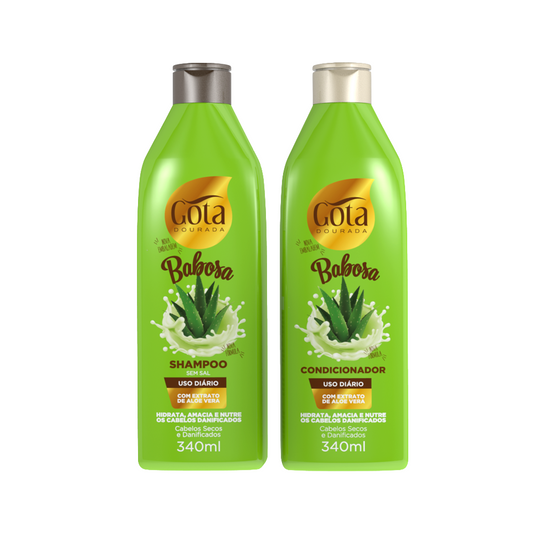 Kit Uso Diario Babosa Gota Dourada Shampoo + Condicionador 340ml