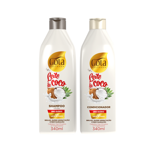 Kit Uso Diário Leite de Coco Gota Dourada Shampoo + Condicionador 340ml