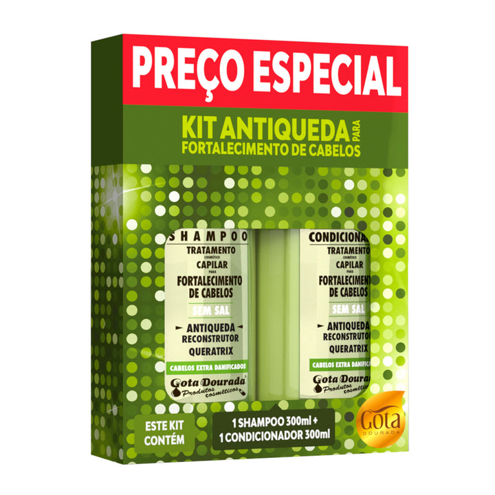 Kit Fortalecimento Antiqueda Gota Dourada Shampoo + Condicionador 300ml