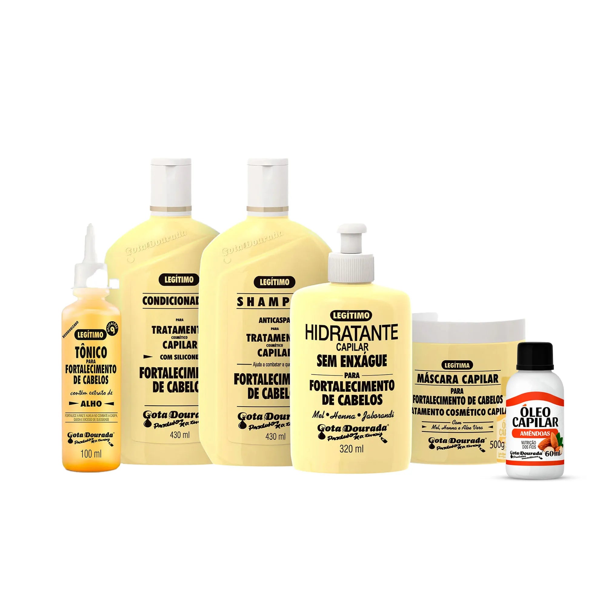 Kit Fortalecimento Tradicional + Óleo de Amêndoas Gota Dourada