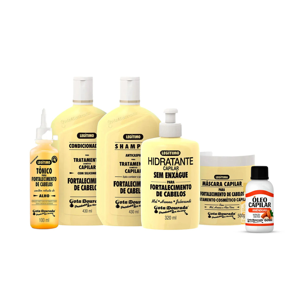 Kit Fortalecimento Tradicional + Óleo de Amêndoas Gota Dourada
