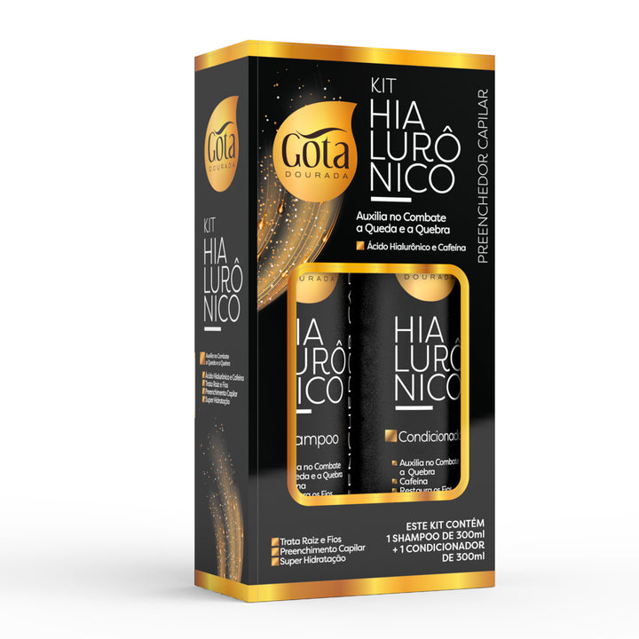 Kit Hialurônico Shampoo Gota Dourada + Condicionador 300 ml