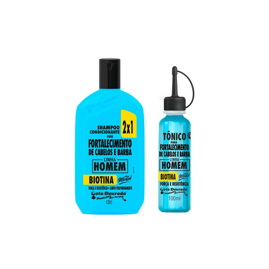 Kit Linha Homem Gota Dourada Para Cabelos e Barba