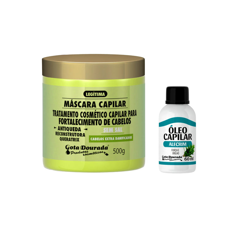 Kit Máscara Fortalecimento Antiqueda  + Óleo de Alecrim Gota Dourada