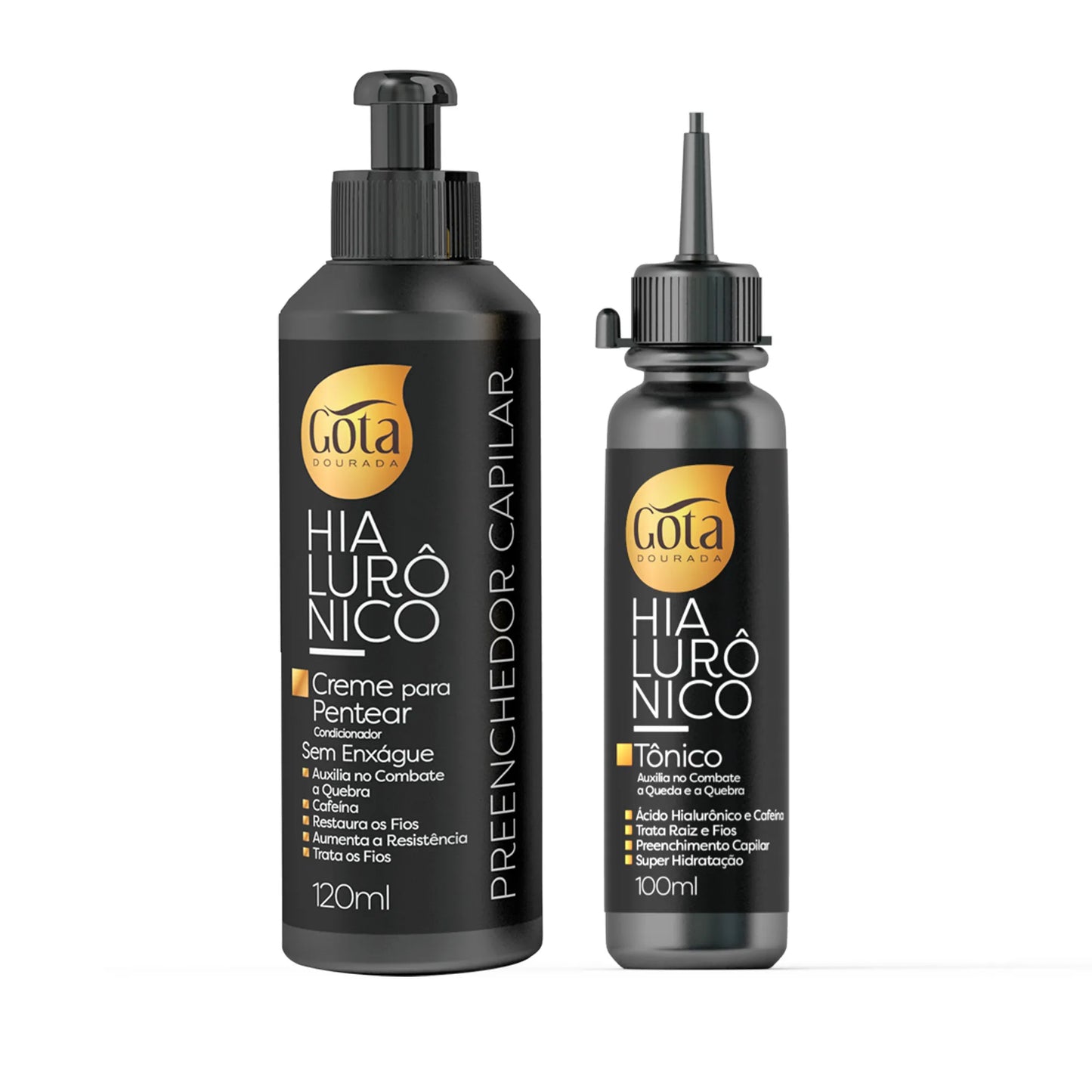Kit Tônico + Creme Sem Enxague Hialurônico Gota Dourada