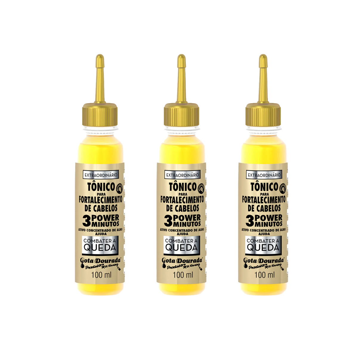 Kit Trio Tônico Extraordinário Gota Dourada – Força, Crescimento e Vitalidade Capilar