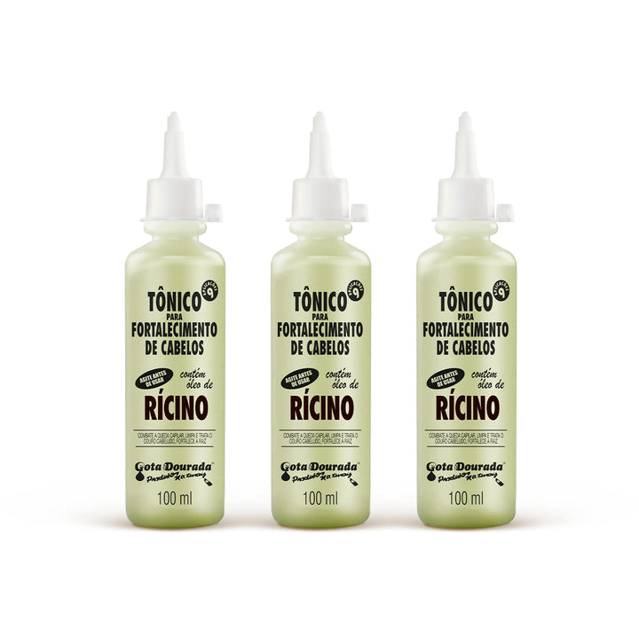 Kit Tônico Rícino Gota Dourada Com 3 Unidades