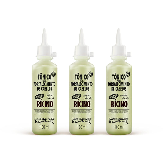 Kit Tônico Rícino Gota Dourada Com 3 Unidades
