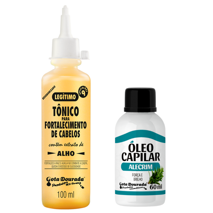 Kit Tônico Fortalecimento Capilar Gota Dourada Tradicional + Óleo de Alecrim