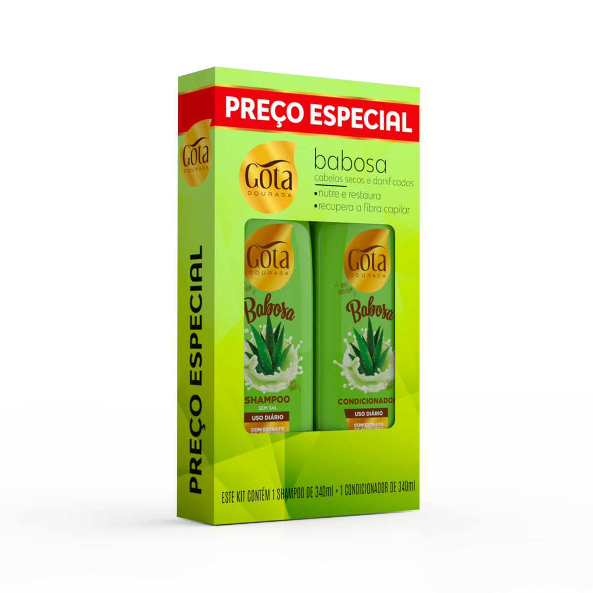 Kit Uso Diario Babosa Gota Dourada 340ml