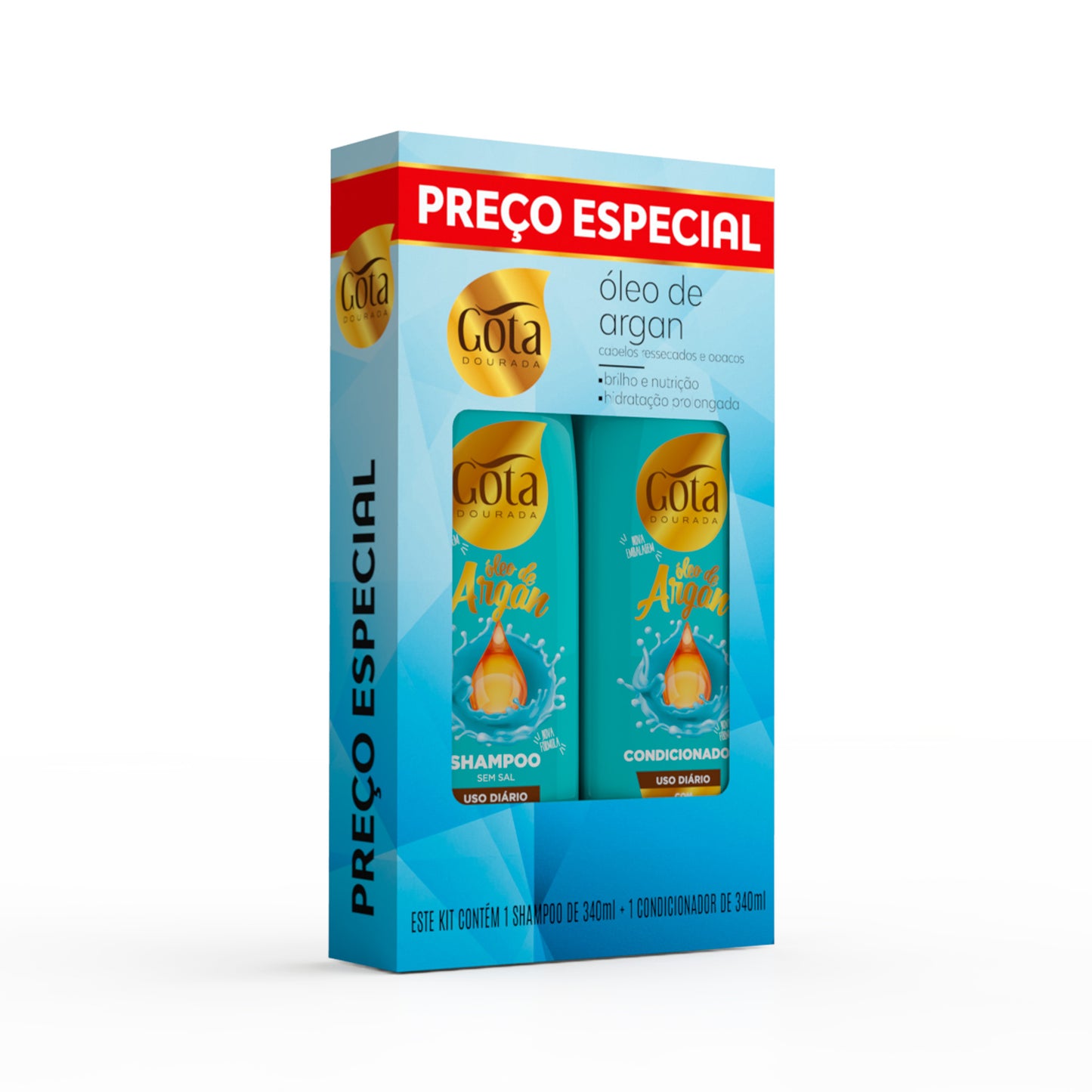 Kit Uso Diário Óleo de Argan Gota Dourada 340ml