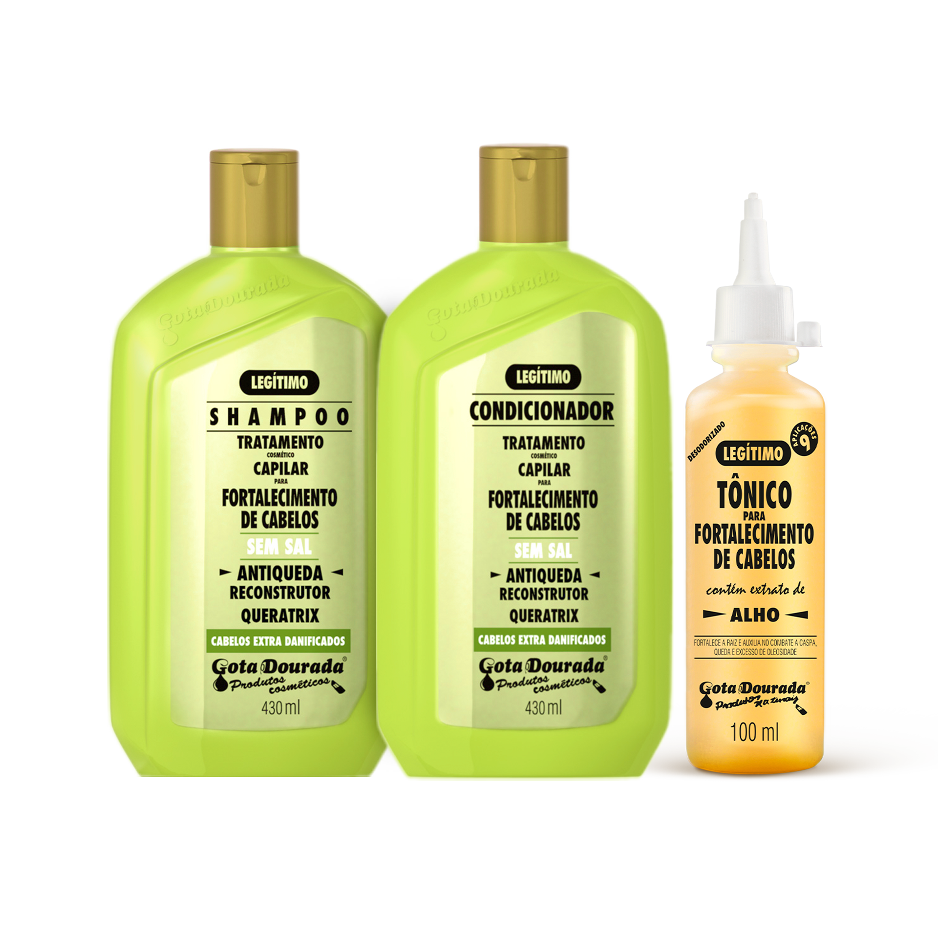 Kit Shampoo e Condicionador Antiqueda Gota Dourada com Tônico Fortalecedor