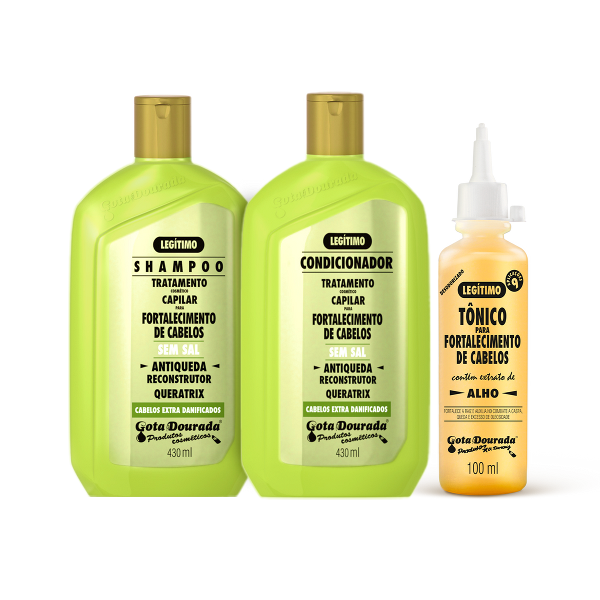 Kit Shampoo e Condicionador Antiqueda Gota Dourada com Tônico Fortalecedor