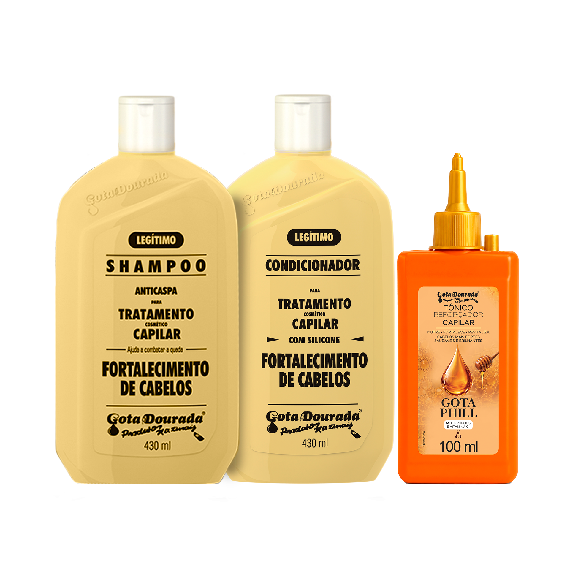 Kit Fortalecimento Capilar Gota Dourada + Reforçador Capilar Gota Phill