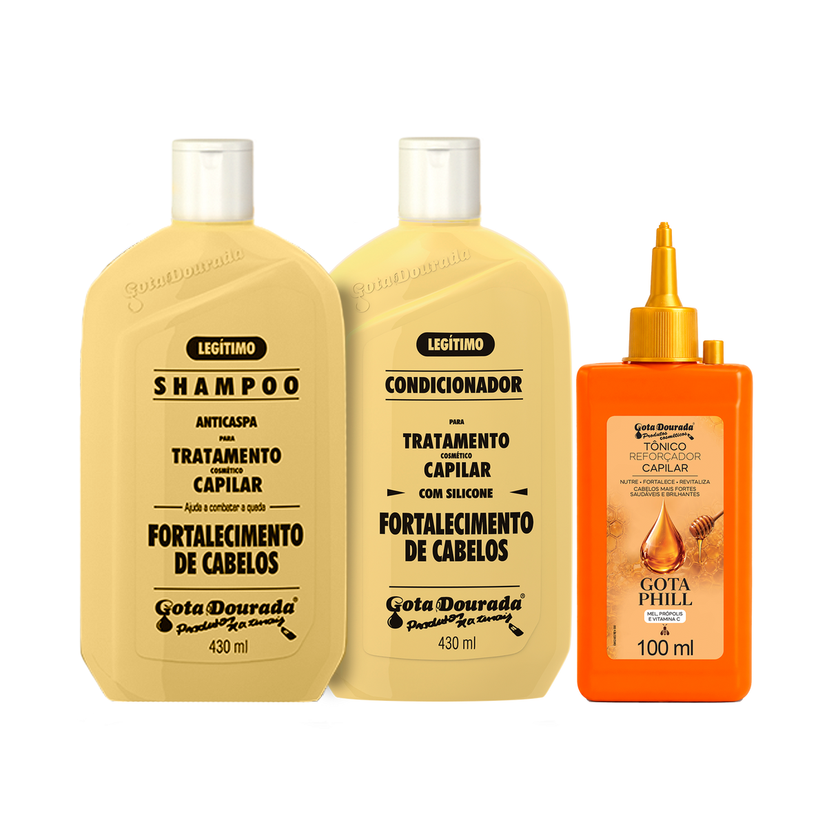 Kit Fortalecimento Capilar Gota Dourada + Reforçador Capilar Gota Phill