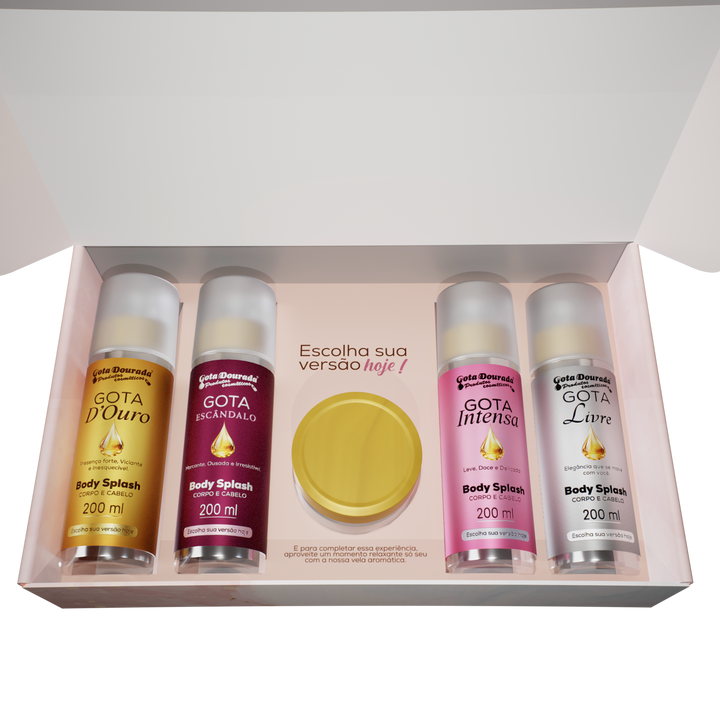 Kit Body Splash + Vela Aromática Lavanda + Caixa para Presente