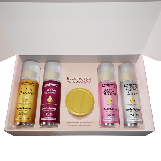 Kit Body Splash + Vela Aromática + Caixa para Presente