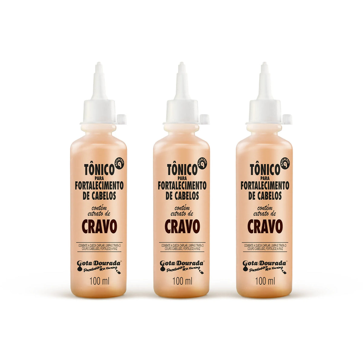 Kit Trio Tônico de Cravo Gota Dourada – Fortalecimento e Crescimento Capilar